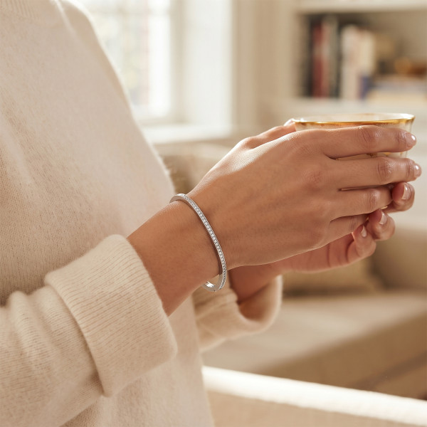 Celeste Pavé Silver Bangle Bracelet