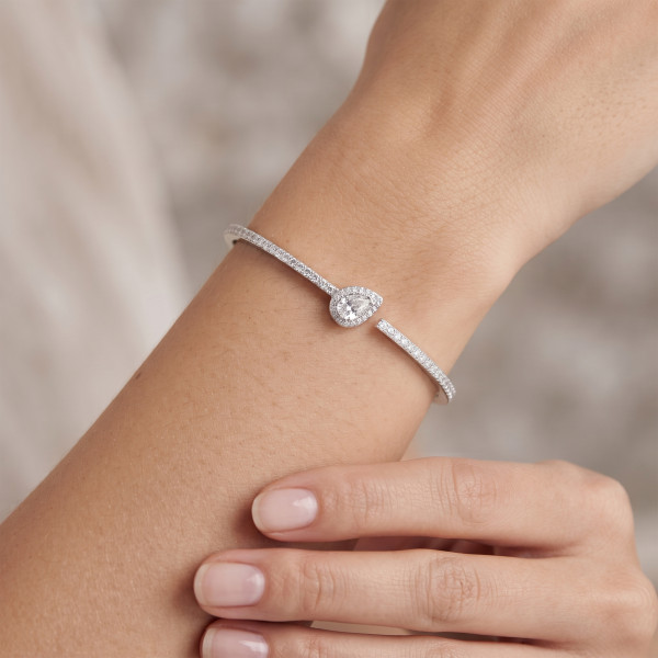 Aurora Pear Halo Open Bracelet