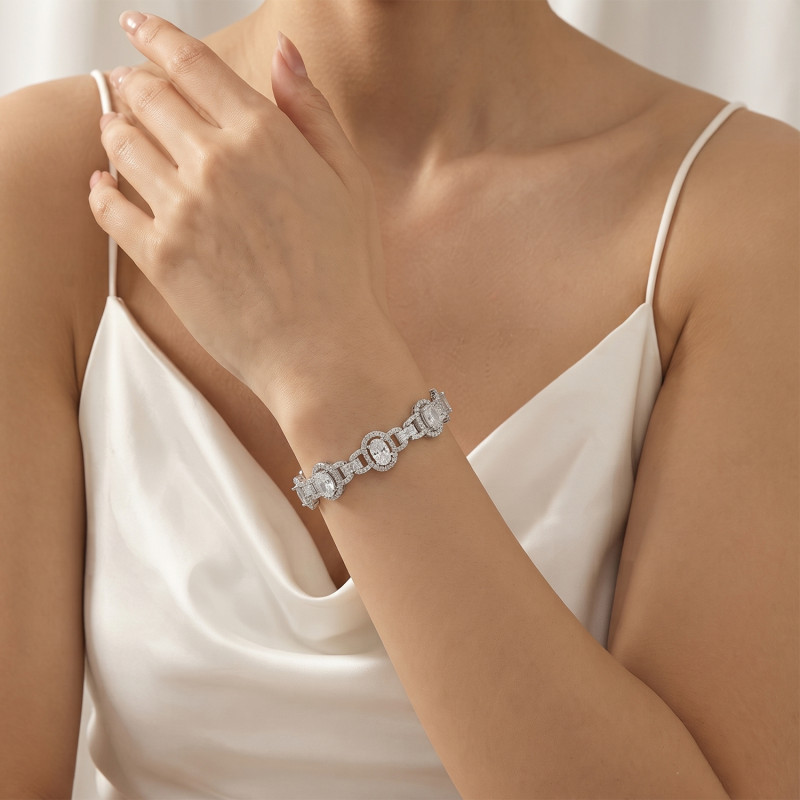 Oval Halo Tennis Bracelet