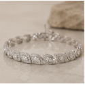 Luxury Silver Alloy CZ Link Bracelet with Marquee-Cut Solitaire