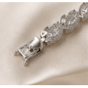 Luxury Silver Alloy CZ Link Bracelet with Marquee-Cut Solitaire