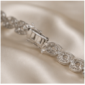Luxury Silver Alloy CZ Link Bracelet with Marquee-Cut Solitaire