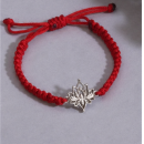 925 Silver Lotus Motif Red Cord Bracelet(Unisex)