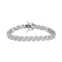 Luxury Silver Alloy CZ Link Bracelet with Marquee-Cut Solitaire