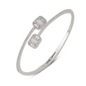 Luxury Open Cuff Silver Alloy CZ Bangle Bracelet