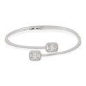 Luxury Open Cuff Silver Alloy CZ Bangle Bracelet