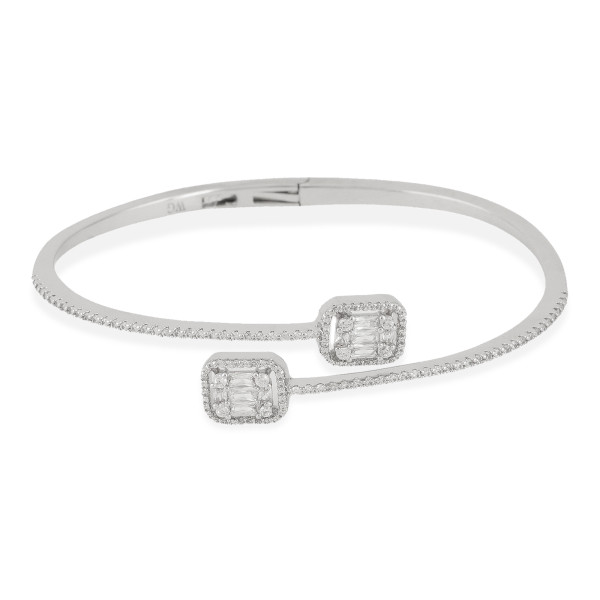 Luxury Open Cuff Silver Alloy CZ Bangle Bracelet