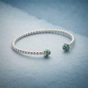 Verde Luxe Emerald Beaded Open Cuff 925 Silver
