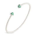 Verde Luxe Emerald Beaded Open Cuff 925 Silver