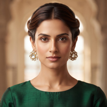 Maharani Floral Kundan Stud Earrings