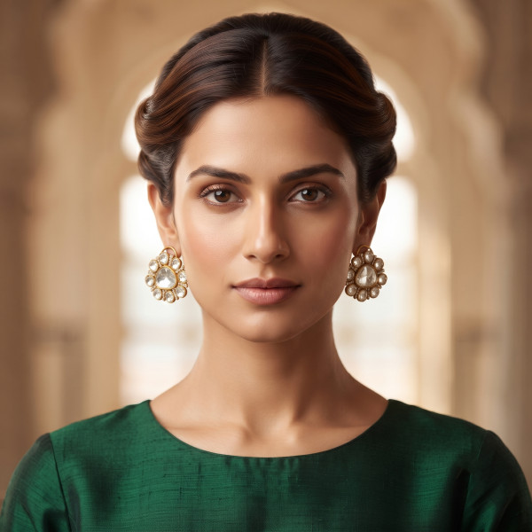 Maharani Floral Kundan Stud Earrings