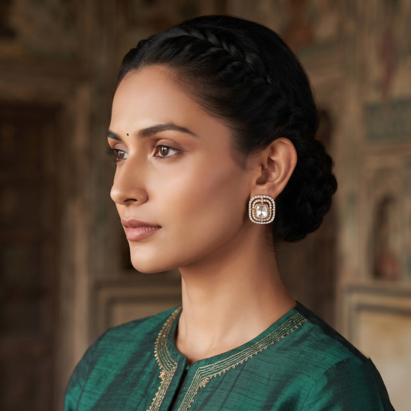 Regal Cushion Halo Kundan Studs