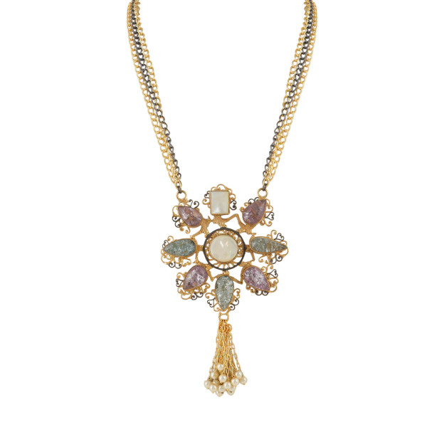 Celeste Gemstone Statement Pendant Necklace