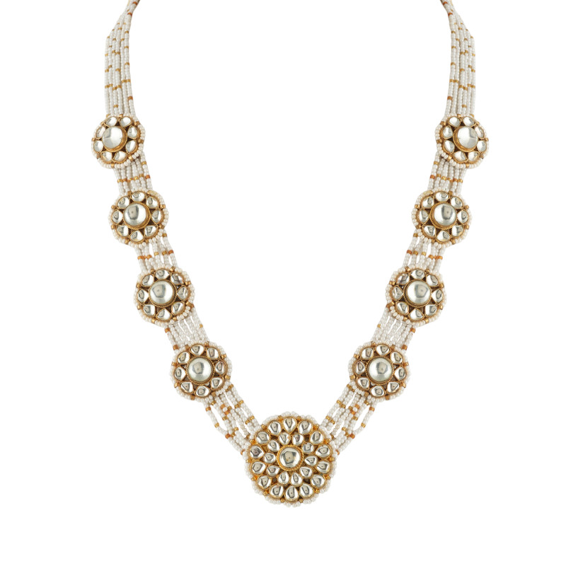 Rajwadi Kundan Pearl Collar Necklace