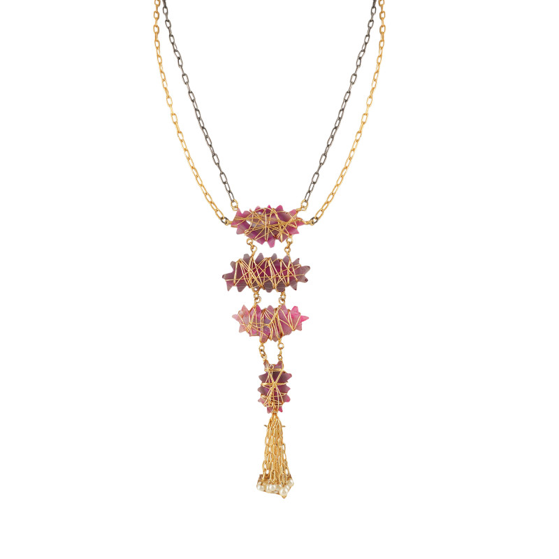 Aurora Crystal Tassel Pendant Necklace