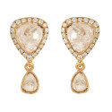 Champagne Polki Halo Necklace Set