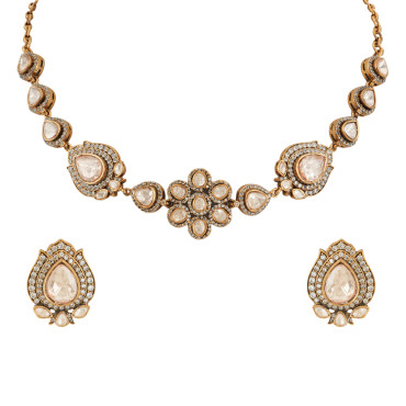 Noor Champagne Polki Necklace Set