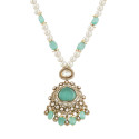 Aqua Pearl Kundan Pendant Set
