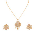 Noor Floral Polki Pendant Set
