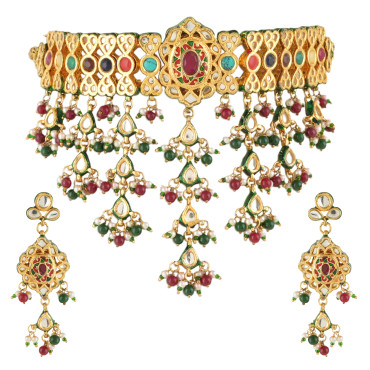 Royal Navratna Kundan Choker Set