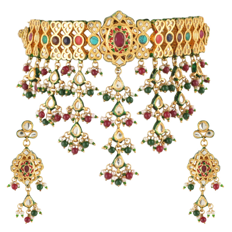 Royal Navratna Kundan Choker Set