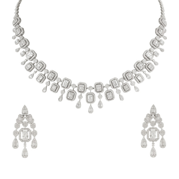 Emerald Cut Luxe Diamond Necklace Set