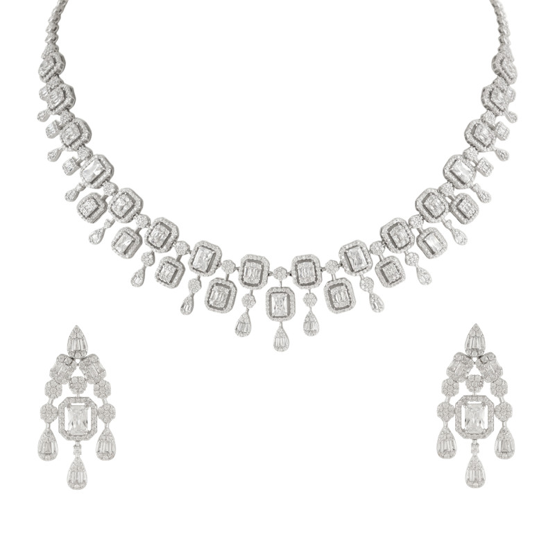 Emerald Cut Luxe Diamond Necklace Set
