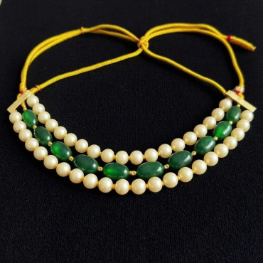 Emerald Pearl Layered Choker Set