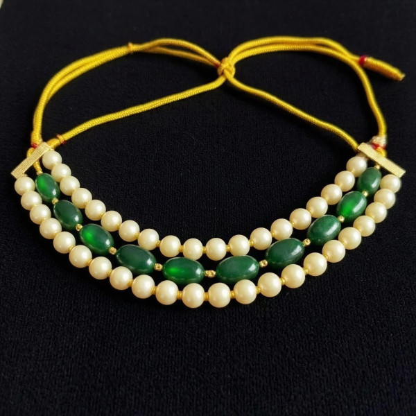 Emerald Pearl Layered Choker Set