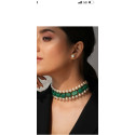 Emerald Pearl Layered Choker Set