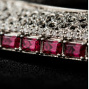 Silver Alloy Bracelet with Fine Rhodium Finish & Ruby-Tone Stone Accents