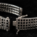 Silver Alloy Bracelet with Fine Rhodium Finish & Ruby-Tone Stone Accents