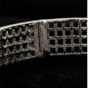 Silver Alloy Bracelet with Fine Rhodium Finish & Ruby-Tone Stone Accents