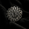 Black Antique Silver Phoolkari Ring