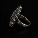 Blue Antique Silver Phoolkari Ring