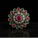 Damyanti Antique Silver Phoolkari Ring
