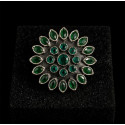 Emerald Antique Silver Phoolkari Ring
