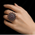 Ruby Antique Silver Phoolkari Ring