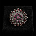 Ruby Antique Silver Phoolkari Ring