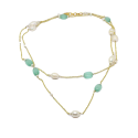 Gold Plated Pearl and stone Necklace