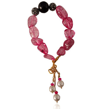 indian good luck bracelet with Pink Stones
