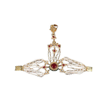 Kundan Red Antique Hathphool
