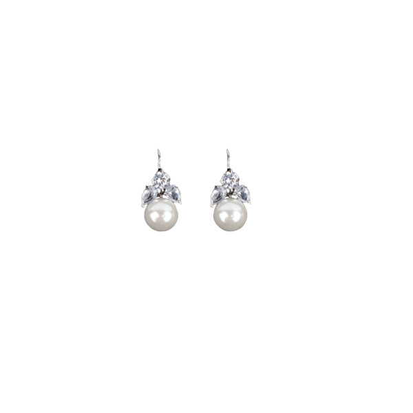 Sterling Silver Swiss Zirconia Pearl Earrings 