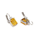 925 silver stone Stud Earrings (Yellow Topaz)