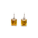 925 silver stone Stud Earrings (Yellow Topaz)