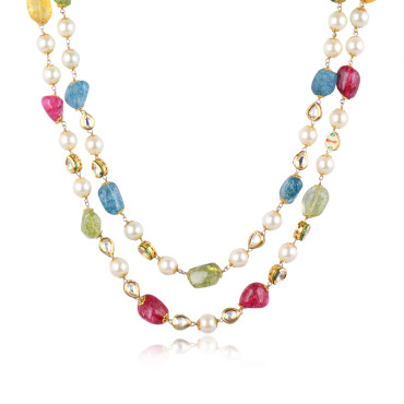 Multicolor Tumble Bead Necklace