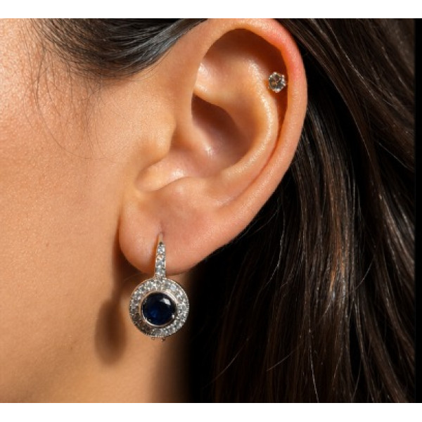 Trendy CZ Blue Earrings 