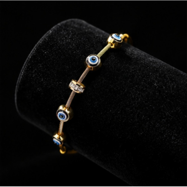 Elegant Gold Evil Eye Bracelet 