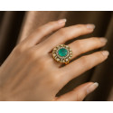 Emerald Moissanite Polki Ring