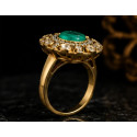 Emerald Moissanite Polki Ring